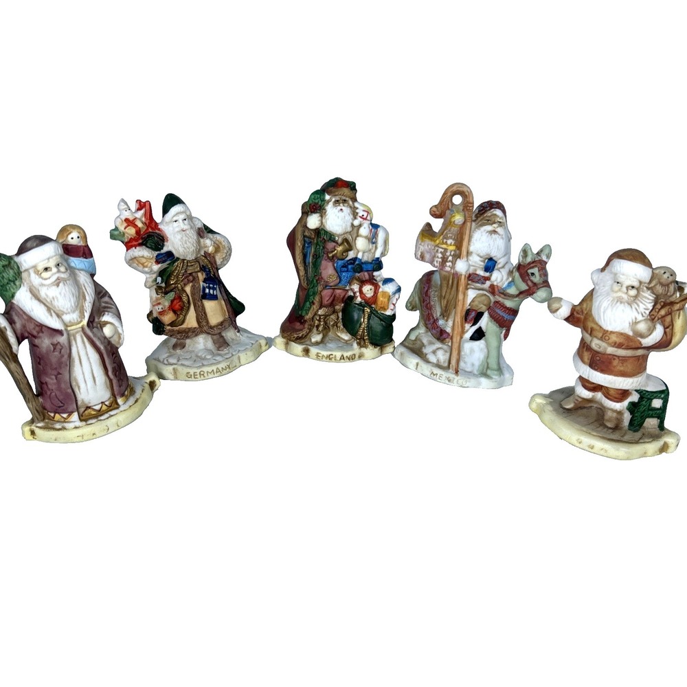 VTG Lot Of 5 RSVP 1991 Santa Christmas Figurines 4 in Height Made In Taiwan